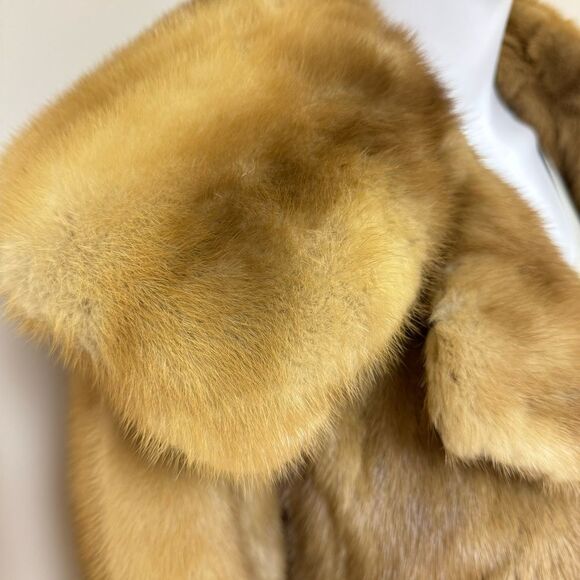 Vintage Natural Autumn Haze Oversized Collar Letout Mink Genuine Fur Coat - Picture 4 of 17